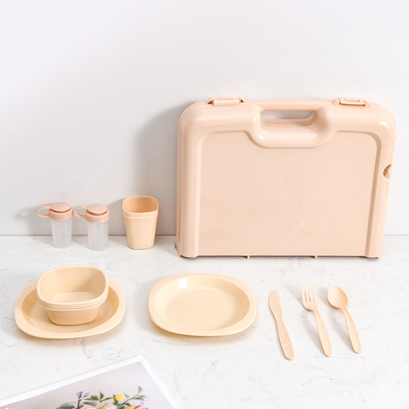 Plastic Folding Portable Picnic Tableware Set