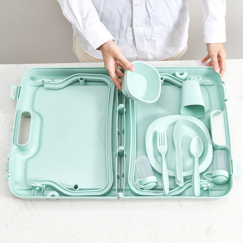 Plastic Folding Portable Picnic Tableware Set