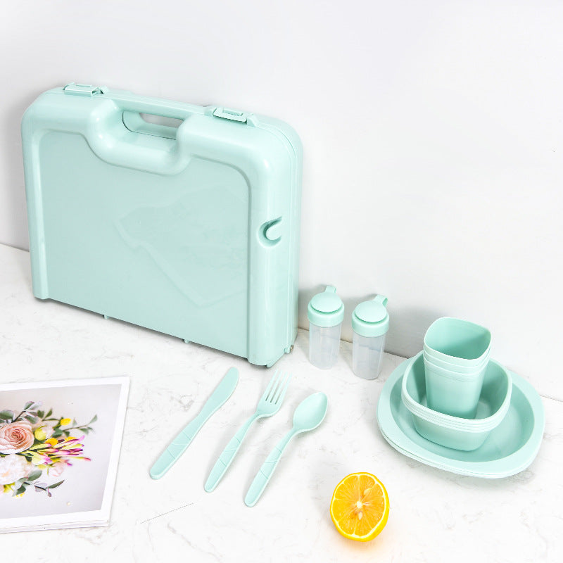 Plastic Folding Portable Picnic Tableware Set